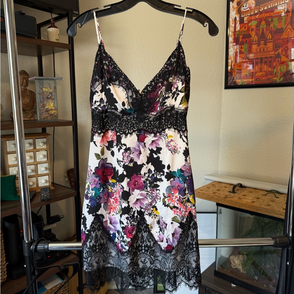 Bebe Black Lace Floral Dress